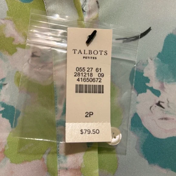 Talbots Blue/White/Flower Sleeveless Blouse, Size 2P, NWT - Picture 3 of 6